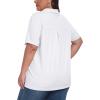 MoFiz Women’s Plus Size Golf Polo Shirts Loose Fit Short Sleeve V-Neck Tennis Workouts Tops, XL-5XL(White)