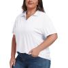 MoFiz Women’s Plus Size Golf Polo Shirts Loose Fit Short Sleeve V-Neck Tennis Workouts Tops, XL-5XL(White)