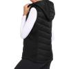 MoFiz Women’s Puffer Vest Lightweight Hooded Warm Fleece Lined Hybrid Softshell Hiking Winter Sleeveless Zip Vest(01 Black)