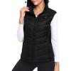 MoFiz Women’s Puffer Vest Lightweight Hooded Warm Fleece Lined Hybrid Softshell Hiking Winter Sleeveless Zip Vest(01 Black)