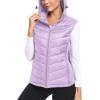 MoFiz Women’s Puffer Vest Lightweight Hooded Warm Fleece Lined Hybrid Softshell Hiking Winter Sleeveless Zip Vest(01 Light Purple)