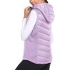 MoFiz Women’s Puffer Vest Lightweight Hooded Warm Fleece Lined Hybrid Softshell Hiking Winter Sleeveless Zip Vest(01 Light Purple)