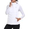 MoFiz Women’s Puffer Vest Lightweight Hooded Warm Fleece Lined Hybrid Softshell Hiking Winter Sleeveless Zip Vest(01 White)