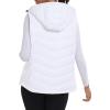 MoFiz Women’s Puffer Vest Lightweight Hooded Warm Fleece Lined Hybrid Softshell Hiking Winter Sleeveless Zip Vest(01 White)