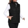 MoFiz Women’s Puffer Vest Lightweight Hooded Warm Fleece Lined Hybrid Softshell Hiking Winter Sleeveless Zip Vest(02 Black)