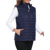 MoFiz Women’s Puffer Vest Lightweight Hooded Warm Fleece Lined Hybrid Softshell Hiking Winter Sleeveless Zip Vest(02 Navy Blue)