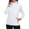 MoFiz Women’s Puffer Vest Lightweight Hooded Warm Fleece Lined Hybrid Softshell Hiking Winter Sleeveless Zip Vest(02 White)