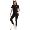 MoFiz Womens Short Sleeve Golf Polo Shirts Quick Dry Camo Lightweight UPF 50+ Tennis Sports Athletic Tops Casual(A-black)