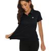 MoFiz Womens Short Sleeve Golf Polo Shirts Quick Dry Camo Lightweight UPF 50+ Tennis Sports Athletic Tops Casual(A-black)
