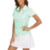 MoFiz Womens Short Sleeve Golf Polo Shirts Quick Dry Camo Lightweight UPF 50+ Tennis Sports Athletic Tops Casual(Acamo-green)