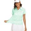MoFiz Womens Short Sleeve Golf Polo Shirts Quick Dry Camo Lightweight UPF 50+ Tennis Sports Athletic Tops Casual(Acamo-green)