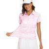 MoFiz Womens Short Sleeve Golf Polo Shirts Quick Dry Camo Lightweight UPF 50+ Tennis Sports Athletic Tops Casual(Acamo-pink)
