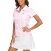 MoFiz Womens Short Sleeve Golf Polo Shirts Quick Dry Camo Lightweight UPF 50+ Tennis Sports Athletic Tops Casual(Acamo-pink)