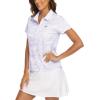 MoFiz Womens Short Sleeve Golf Polo Shirts Quick Dry Camo Lightweight UPF 50+ Tennis Sports Athletic Tops Casual(Acamo-purple)