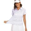 MoFiz Womens Short Sleeve Golf Polo Shirts Quick Dry Camo Lightweight UPF 50+ Tennis Sports Athletic Tops Casual(Acamo-purple)