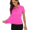 MoFiz Womens Short Sleeve Golf Polo Shirts Quick Dry Camo Lightweight UPF 50+ Tennis Sports Athletic Tops Casual(A-rose Red)