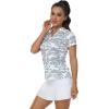 MoFiz Womens Short Sleeve Golf Polo Shirts Quick Dry Camo Lightweight UPF 50+ Tennis Sports Athletic Tops Casual(Camo-grey)