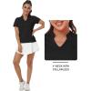 MoFiz Womens Short Sleeve Golf Polo Shirts Quick Dry Camo Lightweight UPF 50+ Tennis Sports Athletic Tops Casual(C-black)