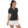 MoFiz Womens Short Sleeve Golf Polo Shirts Quick Dry Camo Lightweight UPF 50+ Tennis Sports Athletic Tops Casual(V Black)