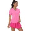 MoFiz Womens Short Sleeve Golf Polo Shirts Quick Dry Camo Lightweight UPF 50+ Tennis Sports Athletic Tops Casual(V Rose Red)