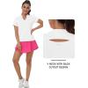 MoFiz Womens Short Sleeve Golf Polo Shirts Quick Dry Camo Lightweight UPF 50+ Tennis Sports Athletic Tops Casual(V White)