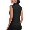 MoFiz Women’s Sleeveless Golf Polo Shirts 1/4 Zip Floral Tennis Workout Golf Tank Top(Black)