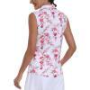 MoFiz Women’s Sleeveless Golf Polo Shirts 1/4 Zip Floral Tennis Workout Golf Tank Top(Floral-1)