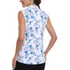 MoFiz Women’s Sleeveless Golf Polo Shirts 1/4 Zip Floral Tennis Workout Golf Tank Top(Floral-2)