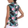 MoFiz Women’s Sleeveless Golf Polo Shirts 1/4 Zip Floral Tennis Workout Golf Tank Top(Floral-3)