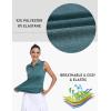 MoFiz Women’s Sleeveless Golf Polo Shirts 1/4 Zip Floral Tennis Workout Golf Tank Top(Lake Green)