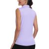 MoFiz Women’s Sleeveless Golf Polo Shirts 1/4 Zip Floral Tennis Workout Golf Tank Top(Pale Purple)