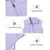 MoFiz Women’s Sleeveless Golf Polo Shirts 1/4 Zip Floral Tennis Workout Golf Tank Top(Pale Purple)