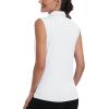 MoFiz Women’s Sleeveless Golf Polo Shirts 1/4 Zip Floral Tennis Workout Golf Tank Top(White)