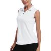 MoFiz Women’s Sleeveless Golf Polo Shirts 1/4 Zip Floral Tennis Workout Golf Tank Top(White)