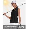 MoFiz Women’s Sleeveless Golf Polo Shirts Tennis V Neck UPF 50+ Quick Dry Lightweight Athletic Collared Tank Tops(Black 01)
