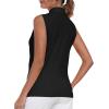 MoFiz Women’s Sleeveless Golf Polo Shirts Tennis V Neck UPF 50+ Quick Dry Lightweight Athletic Collared Tank Tops(Black 01)