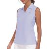 MoFiz Women’s Sleeveless Golf Polo Shirts Tennis V Neck UPF 50+ Quick Dry Lightweight Athletic Collared Tank Tops(Light Purple 01)