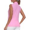MoFiz Women’s Sleeveless Golf Polo Shirts Tennis V Neck UPF 50+ Quick Dry Lightweight Athletic Collared Tank Tops(Pink 01)