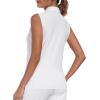MoFiz Women’s Sleeveless Golf Polo Shirts Tennis V Neck UPF 50+ Quick Dry Lightweight Athletic Collared Tank Tops(White 01)