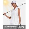 MoFiz Women’s Sleeveless Golf Polo Shirts Tennis V Neck UPF 50+ Quick Dry Lightweight Athletic Collared Tank Tops(White 01)