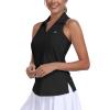 MoFiz Women’s Sleeveless Golf Polo Shirts UPF50+ Athletic Tennis Tops Lightweight Racerback Tank Tops Pickleball Shirt(X-black)