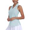 MoFiz Women’s Sleeveless Golf Polo Shirts UPF50+ Athletic Tennis Tops Lightweight Racerback Tank Tops Pickleball Shirt(X-light Blue)