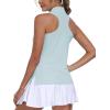 MoFiz Women’s Sleeveless Golf Polo Shirts UPF50+ Athletic Tennis Tops Lightweight Racerback Tank Tops Pickleball Shirt(X-light Blue)