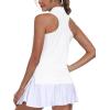 MoFiz Women’s Sleeveless Golf Polo Shirts UPF50+ Athletic Tennis Tops Lightweight Racerback Tank Tops Pickleball Shirt(X-white)
