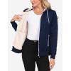 MoFiz Zip up Womens Hoodies Winter Fleece Sherpa Lined Sweatshirt Thick Warm Hooded Jacket with Zipper Pockets(Y-navy Blue)