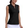 Golf Polo Shirts for Women Slim Fit Woman Sleeveless Sports Shirts Quick Dry Athletic Tank Tops for Tennis Work(Upgrade Black)