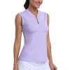 Golf Polo Shirts for Women Slim Fit Woman Sleeveless Sports Shirts Quick Dry Athletic Tank Tops for Tennis Work(Upgrade Light Purple)