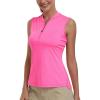 Golf Polo Shirts for Women Slim Fit Woman Sleeveless Sports Shirts Quick Dry Athletic Tank Tops for Tennis Work(Upgrade Rose Red)