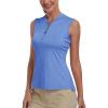 Golf Polo Shirts for Women Slim Fit Woman Sleeveless Sports Shirts Quick Dry Athletic Tank Tops for Tennis Work(Upgrade Sky Blue)
