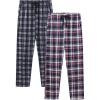 JINSHI Mens Pajama Pants Plaid Modal Pajama Bottoms Loose Long Pj Pant Sleepwear Lounge Pants with Pockets 2 Pack(Plaid a)